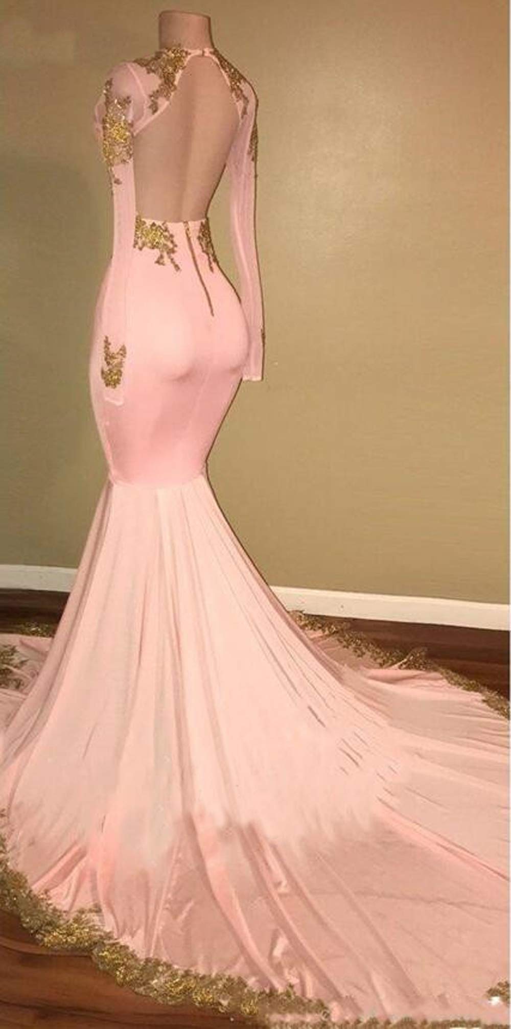2018 Elegant Sexy Open Back Pink Prom Dress Mermaid Deep V Neck Long Gown for Women - Perfect for Homecoming, Evening Parties, and Formal Events