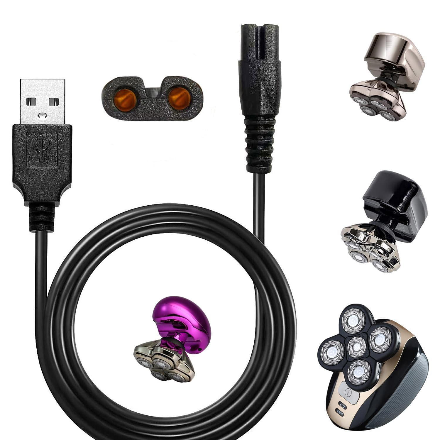 Universal Head Shaver Power Charger Cord - Compatible with Skull SHAER FreedomShaver & Multiple Brands | Replacement Charging Cable for Bald Head Shavers | Perfect for Home, Travel & Gym Use