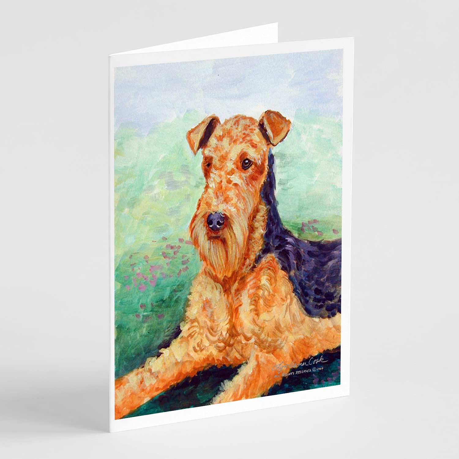 Caroline's Treasures 7239GCA7P Airedale Terrier Blank Greeting Cards Set - 8 Whimsical A7 Size (5x7) Note Cards with Envelopes | Perfect for Birthday Wishes, Thank You Notes & Special Occasions