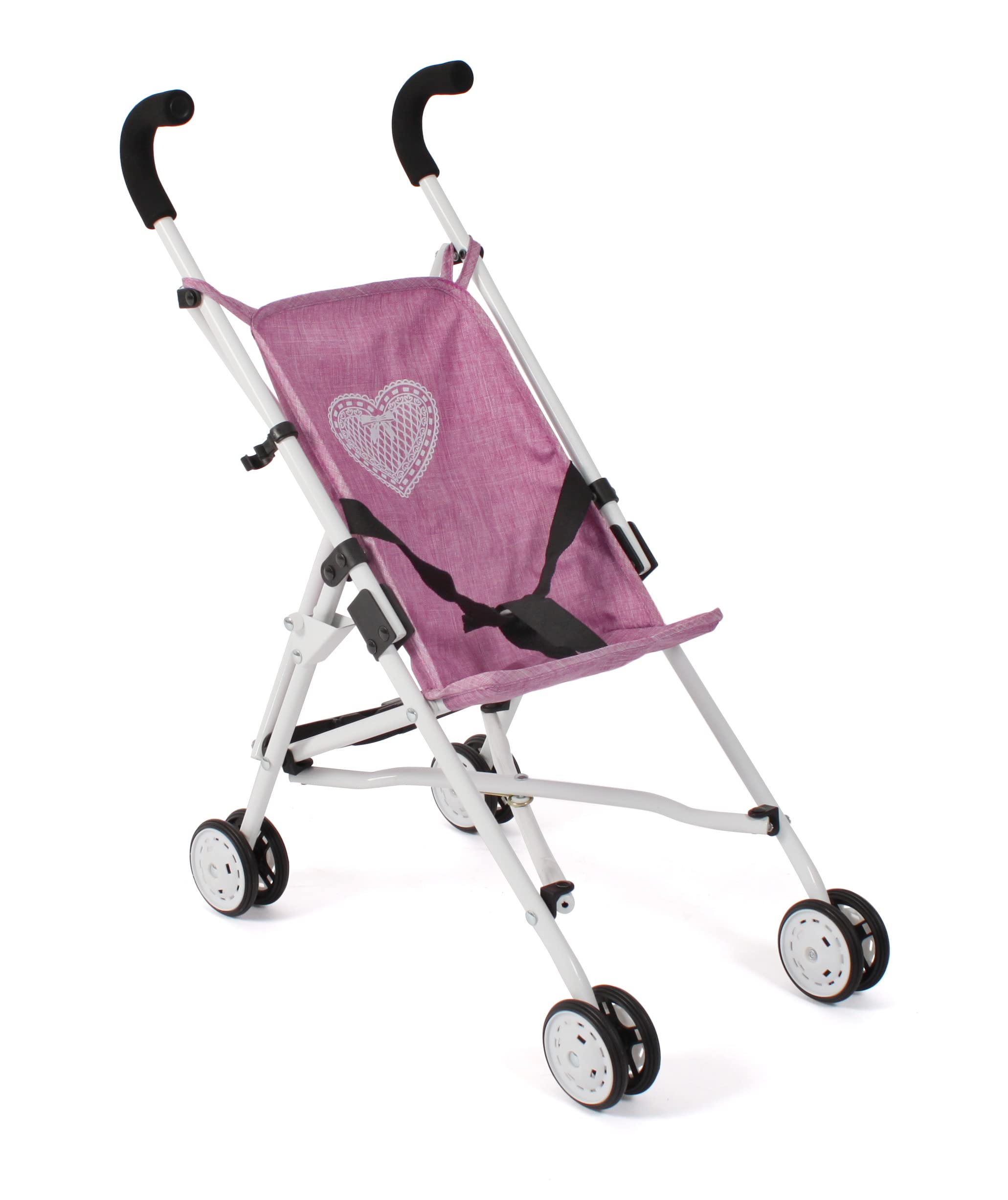 Roma Doll Stroller - Mini Buggy for Baby Dolls in Denim & Rose Pink | Perfect for Pretend Play, Role-Playing, and Outdoor Walks with Toddlers