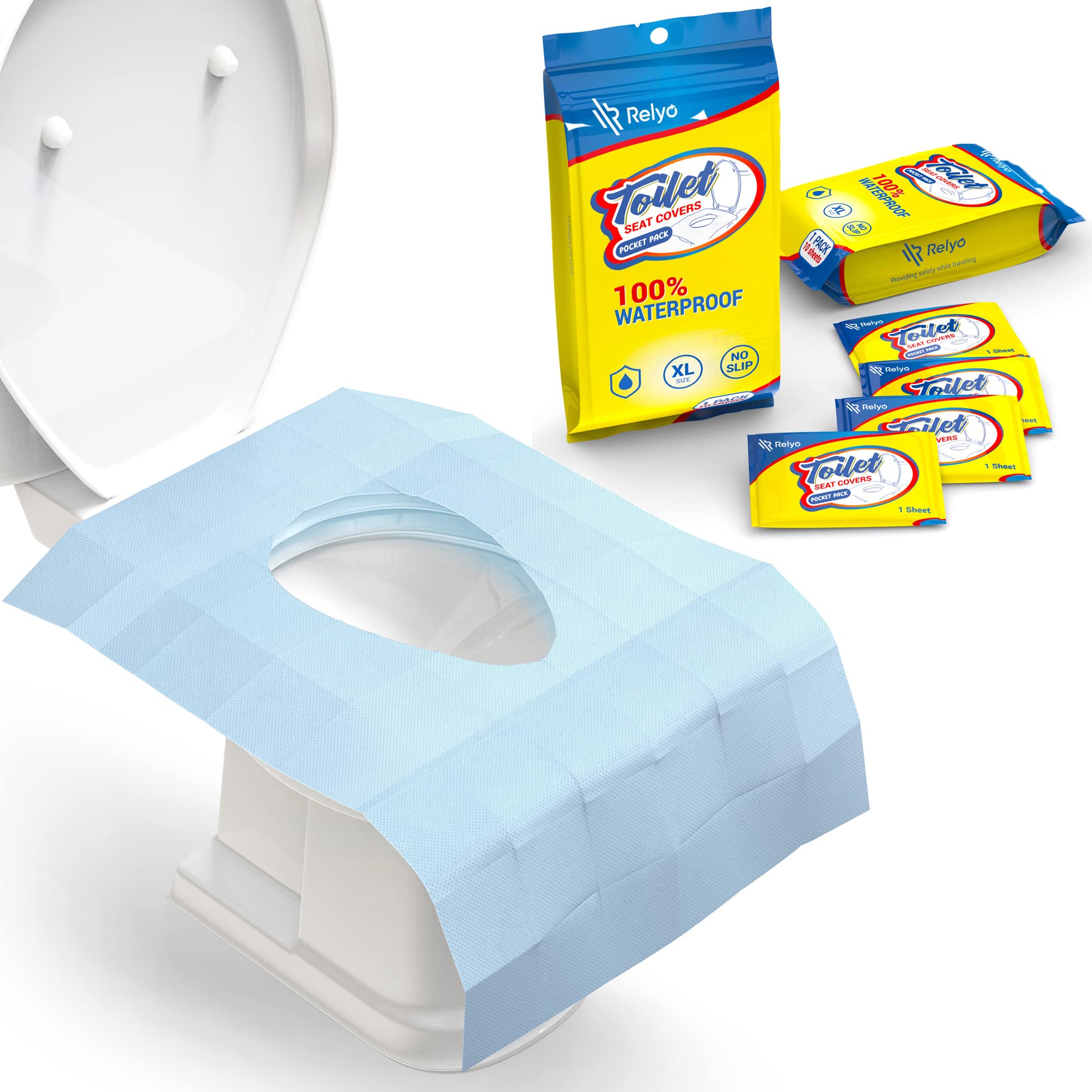 Disposable Toilet Seat Covers 100% Waterproof (20 Pack) - XL Size for Adults & Kids - Travel, Public Restrooms, Airplane & Camping Essentials - Perfect for Potty Training & Hygiene Protection