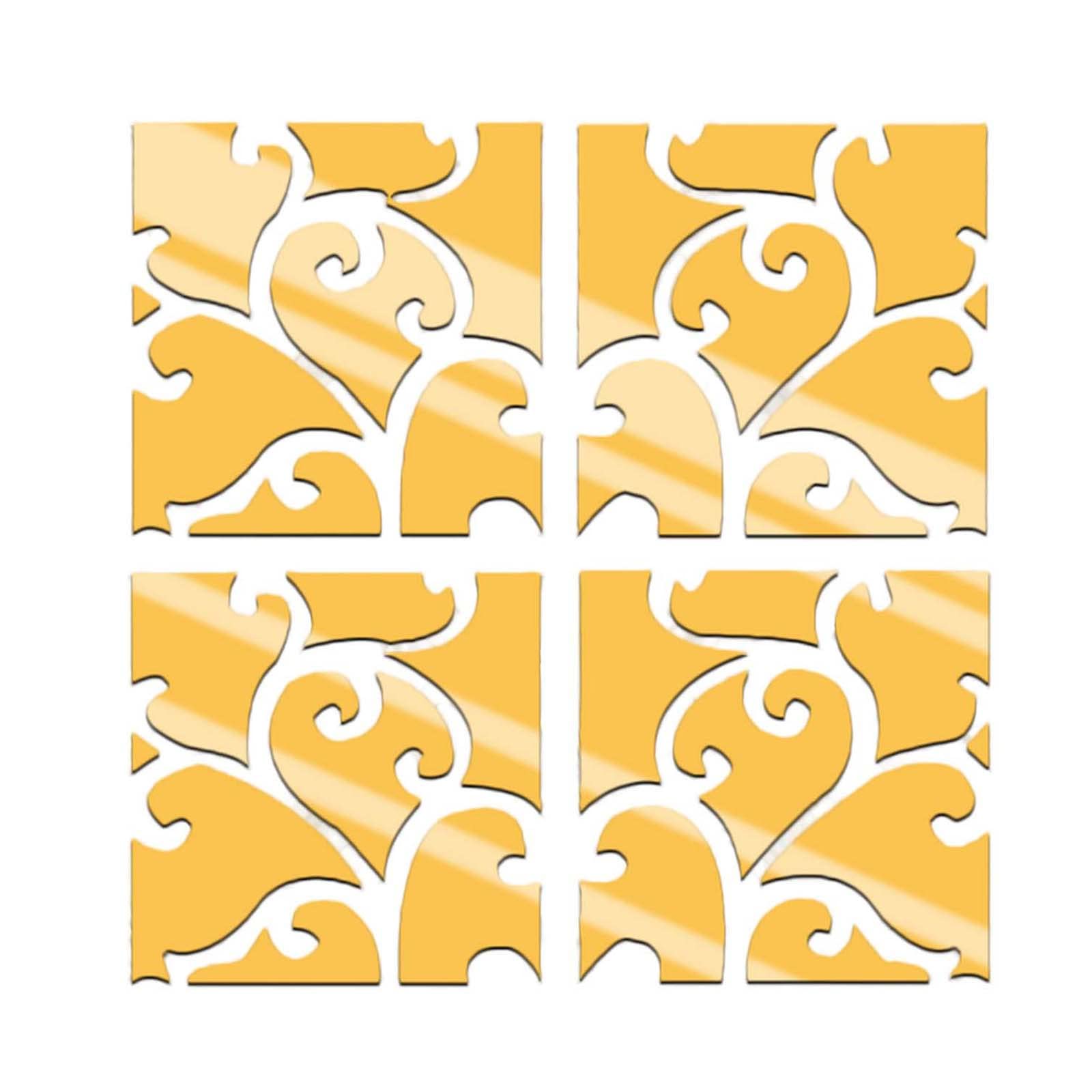 Acrylic Wall Stickers for Home Decor - Gold Floral Mirror Wall Decals for Wedding, Bedroom & Vanity | Self-Adhesive Wallpaper & DIY Wall Art for Living Room, Nursery & Bathroom