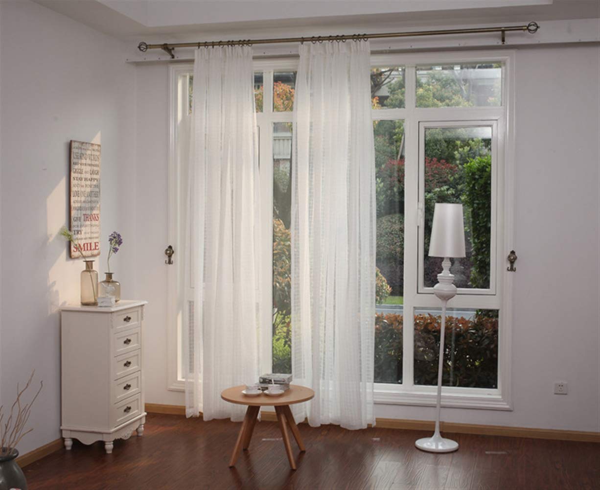 Icegrey White Sheer Curtains - 2 Panels Set 52x96 Inches for Living Room & Bedroom - Light Filtering Window Drapes for Privacy & Natural Light