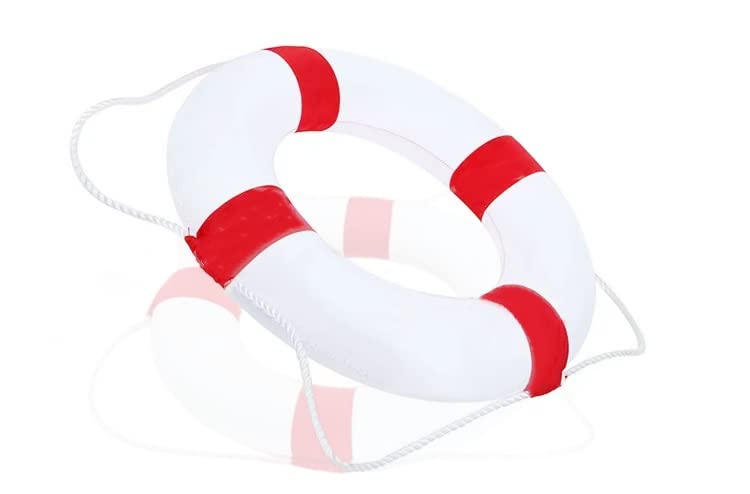 Life Ring Pool Safety Ring - 52cm/20.5inch Swim Foam Ring Buoy with Perimeter Rope for Swimming Pool, Beach, Lake, and Emergency Rescue