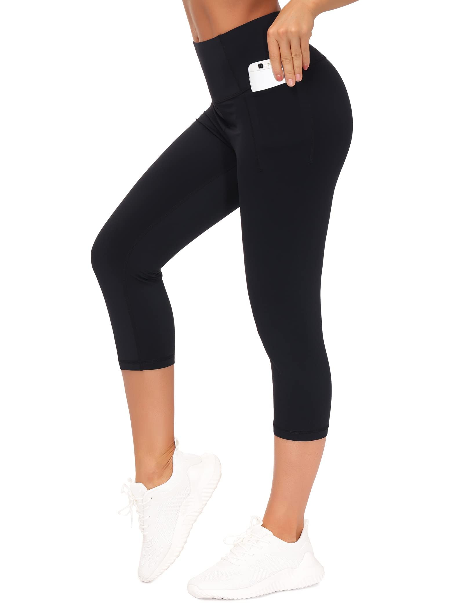 THE GYM PEOPLE High Waist Tummy Control Workout Capris Leggings with Pockets - Women's Athletic Yoga Pants for Running, Hiking & Gym | Moisture-Wicking & Comfortable for Active Lifestyle