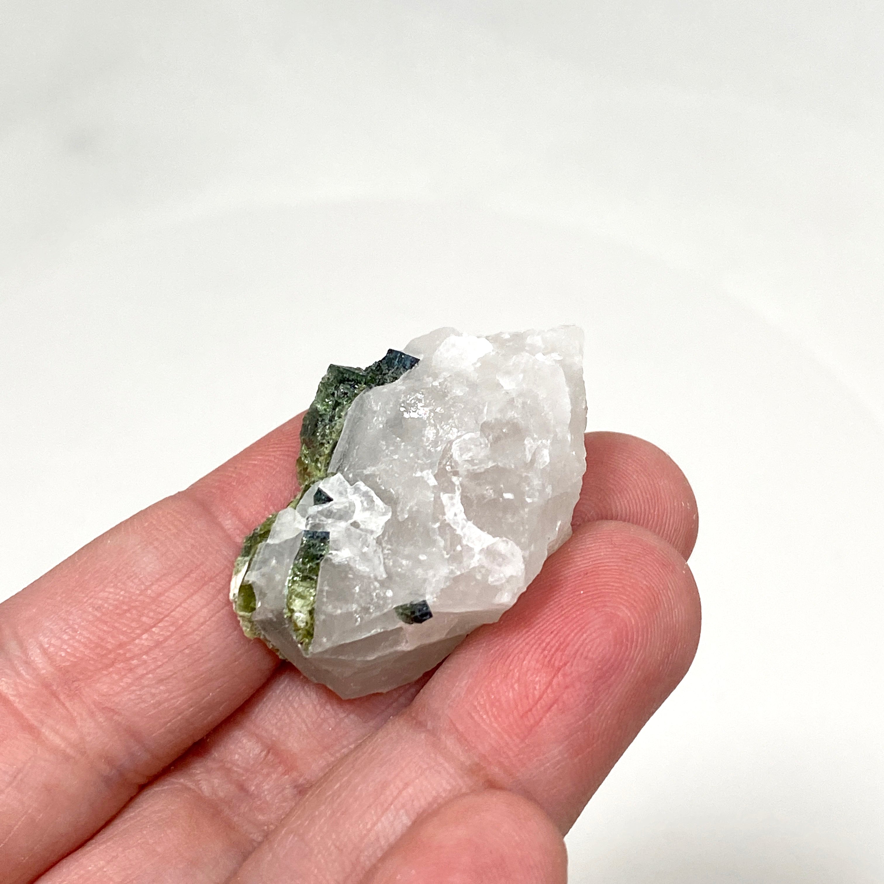 Natural Green Tourmaline on Quartz Crystal Specimen - GTQ05 | Healing Stone for Meditation, Reiki & Home Decor