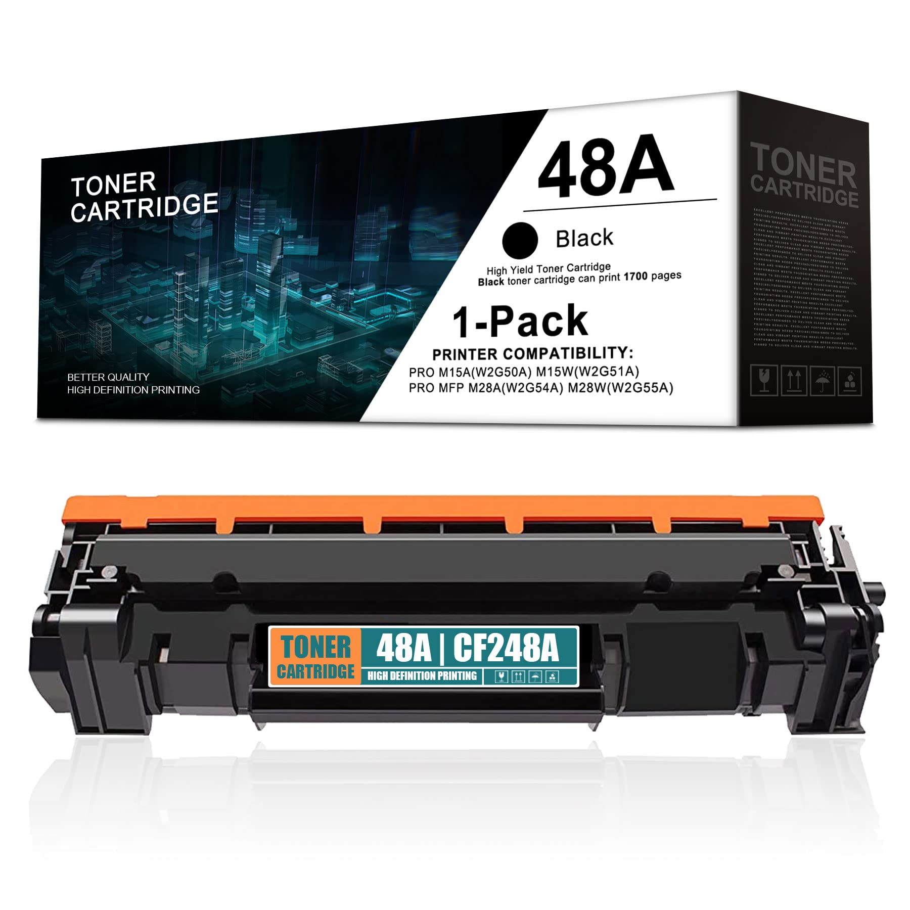 Leadyink Compatible 1-Pack Black 48A/CF248A Toner Cartridge Replacement for HP LaserJet Pro M15w Printer - High Yield Printing for Office & Home Use