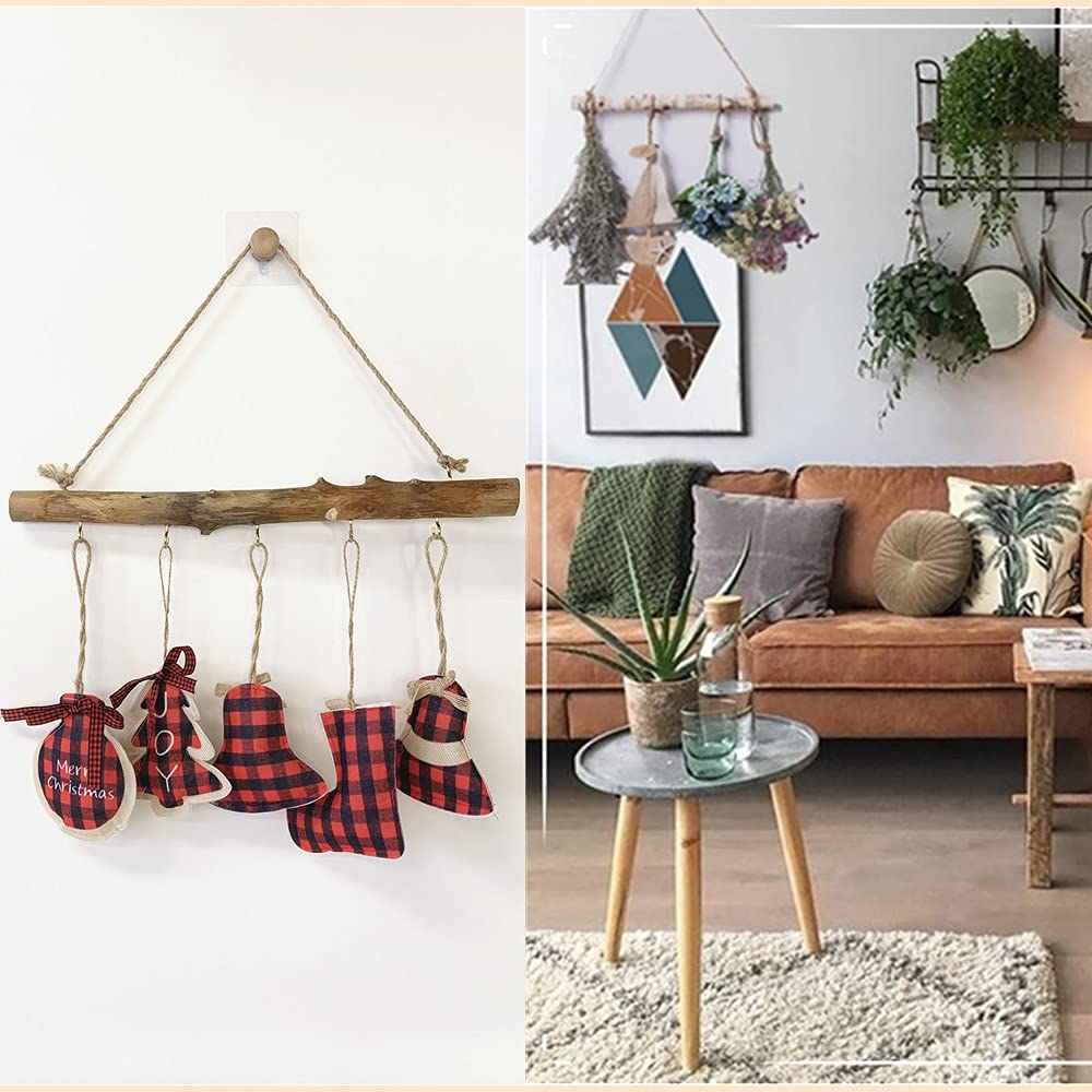 Natural Driftwood for Crafts - 15 Inch Decorative Driftwood Branches with 5 Hooks | Wall Hanging Decor, Jewelry Organizer | Perfect for DIY Home Decor, Beach Theme Parties & Boho Style Room Design