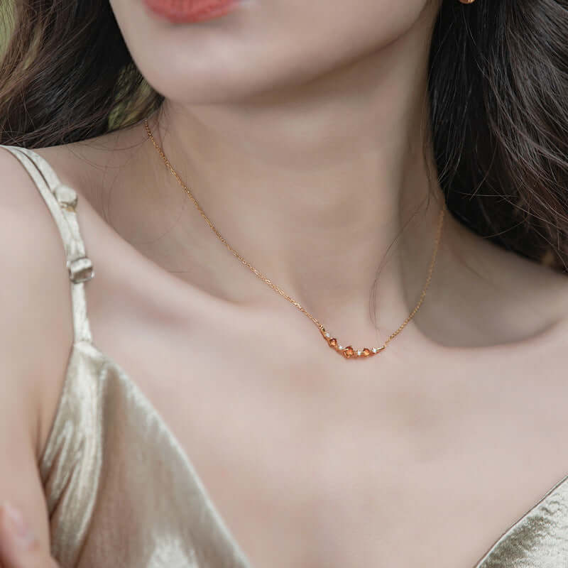 Natural Mandarin Garnet Pendant Necklace with Spiritual Chain - Elegant Gemstone Jewelry for Women | NL7496 | Perfect for Meditation, Yoga & Spiritual Healing