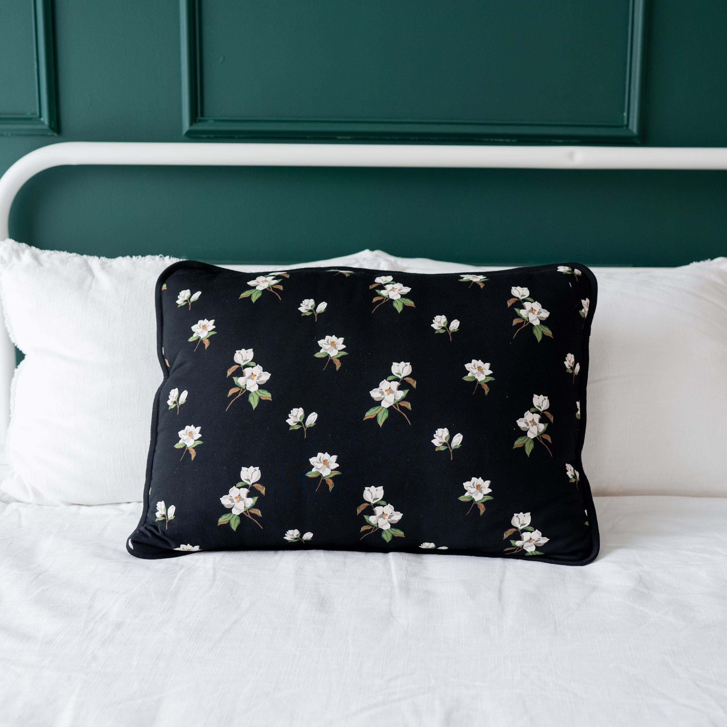 Premium Standard Pillowcase Set - Big Midnight Magnolia Floral Design - Soft Breathable Cotton for Bedroom, Hotel, and Guest Room Decor