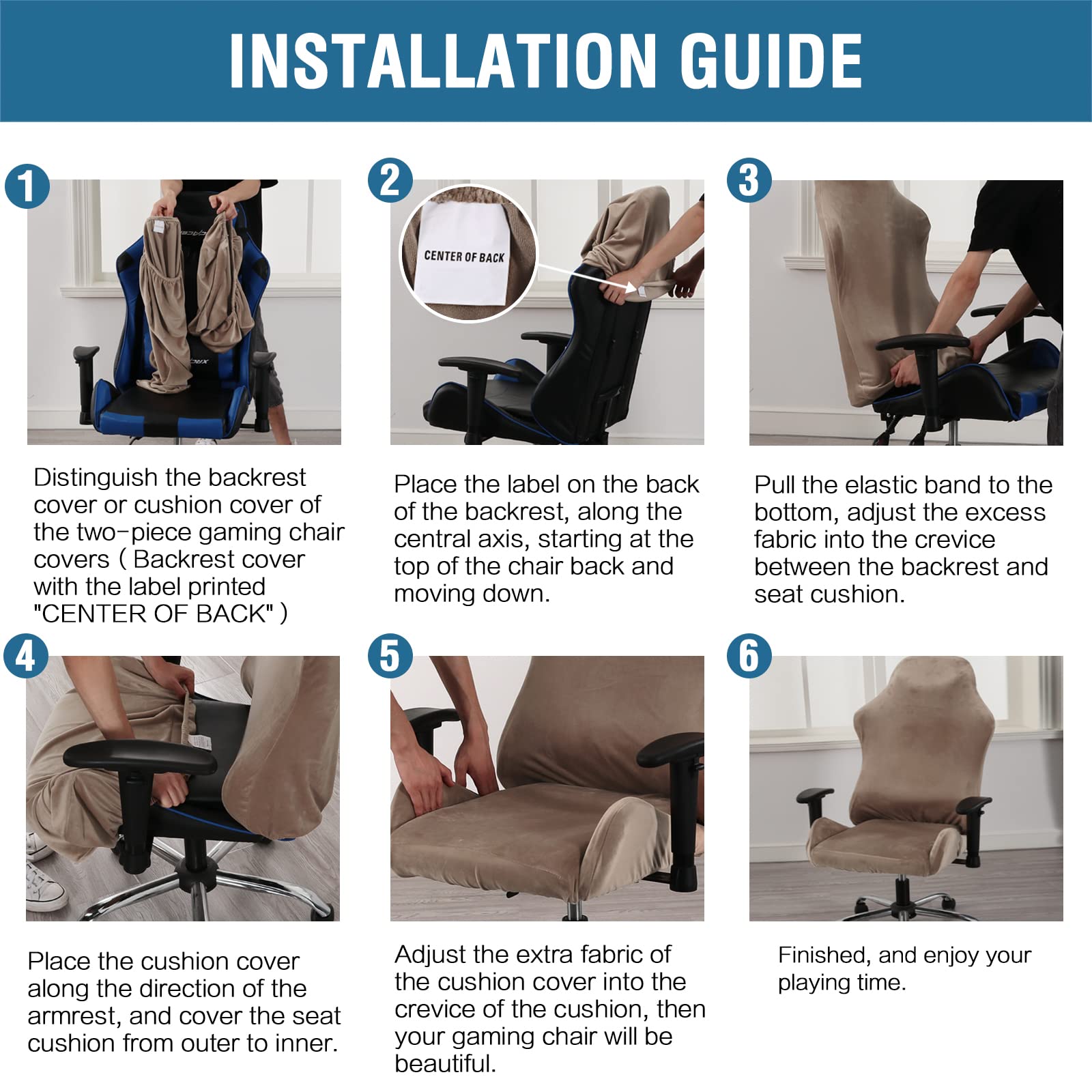 H.VERSAILTEX 2-Piece Stretch Gaming Chair Covers - Breathable Office Chair Slipcovers for Computer Desk, Reclining Racing & Rotating Armchairs - Universal Fit Gamer Chair Protector (Taupe) - Perfect for Home Office, Gaming Setup & Workspace Comfort