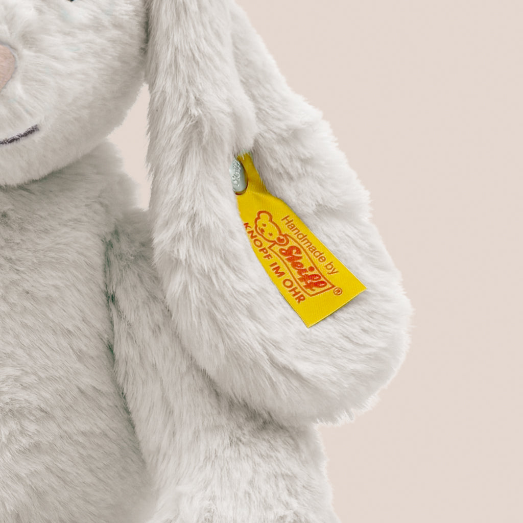 Steiff My First Steiff Hoppie Rabbit Plush Toy - Light Grey Baby Gift for Newborns, Christening & 1st Birthday | Premium Soft Stuffed Animal for Nursery Decor & Cuddling