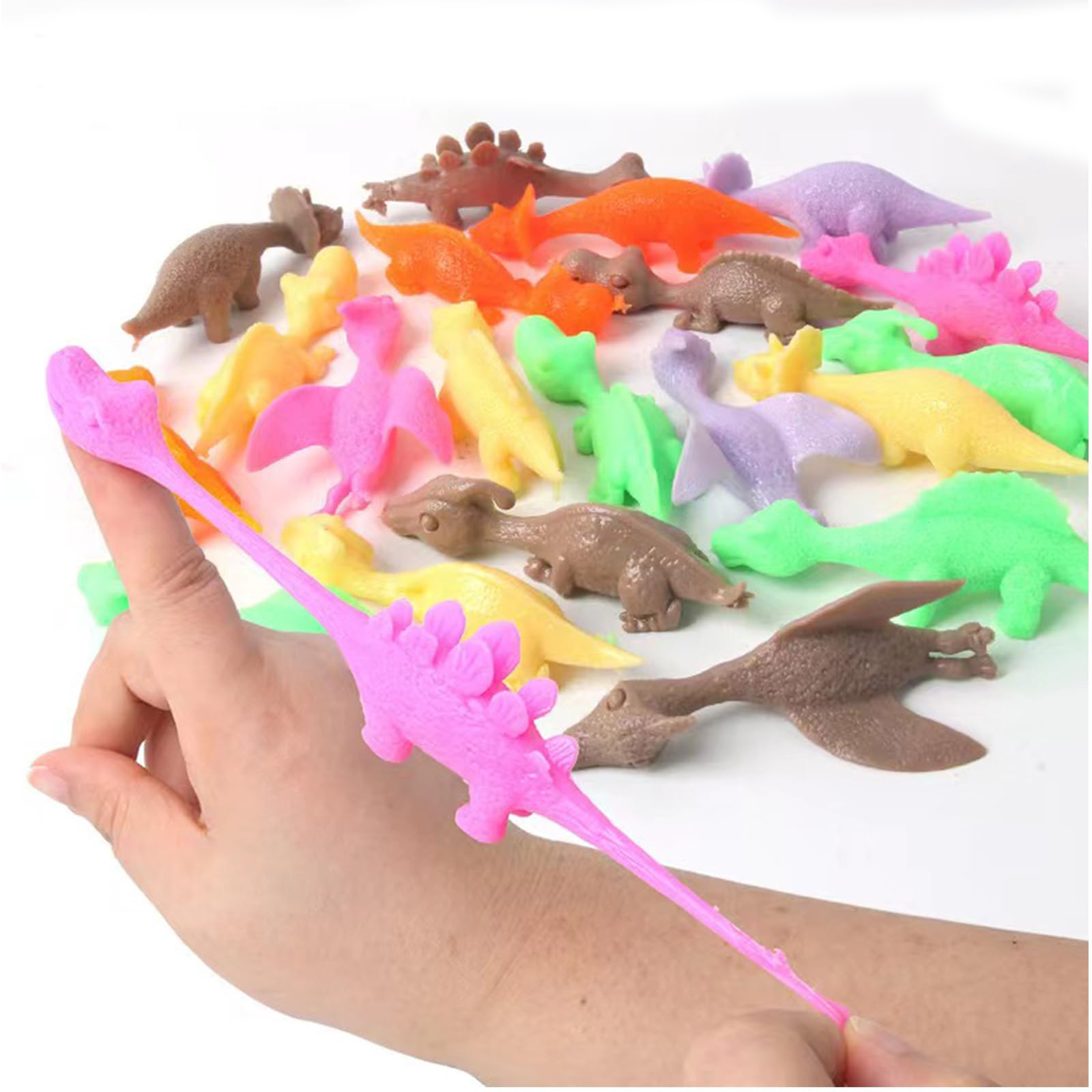 50Pcs Stretchy Dinosaur Slingshot Finger Toys - Flying Dino Shooter Game, Sticky Animal Flingers for Kids - Bulk Party Favors for Easter, Christmas, Birthday - Fun Outdoor & Indoor Play, Classroom Prizes, Stocking Stuffers, Gag Gifts