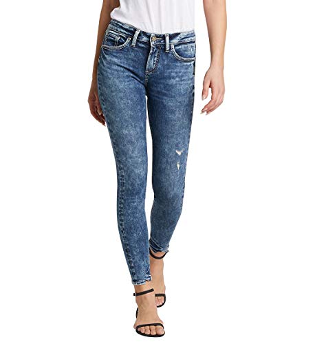 Silver Jeans Co. Women's Avery High Rise Skinny Jeans - Stretch Denim Pants for Women, Slim Fit Ankle Jeans with Comfortable Waistband | Perfect for Casual Wear, Office Outfits & Night Out