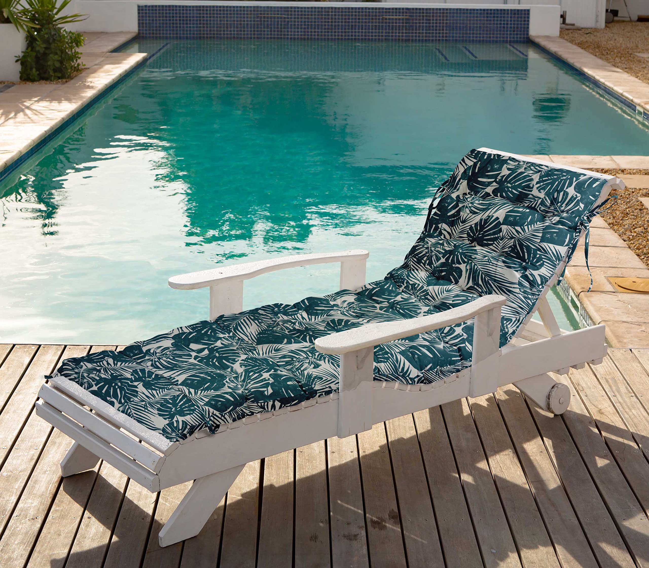 Quilted Thick Padded Seat Cushion for Rocking Chair, Sofa & Recliner - 74x23 Inch Teal Green Outdoor Bench Cushion with Ties - Perfect for Garden, Patio, Terrace & Porch Furniture