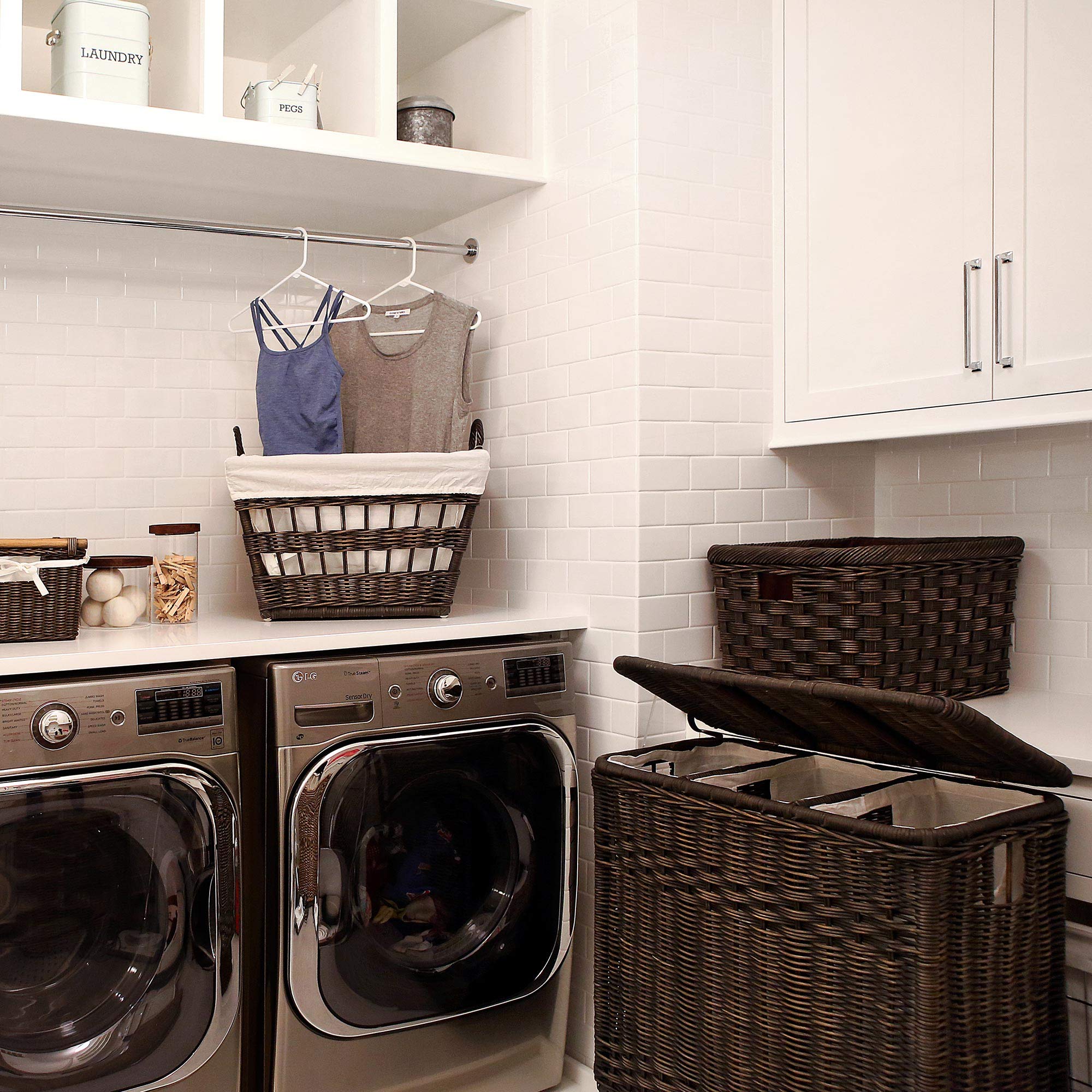 3-Compartment Wicker Laundry Hamper Sorter Basket - 30