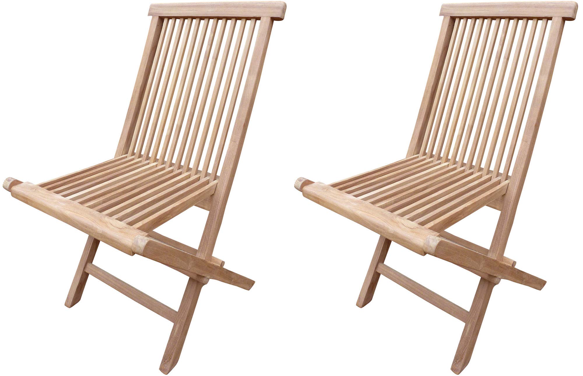 Seven Seas Teak Outdoor Folding Side Chairs (Set of 2) - Solid Teak Wood Patio Furniture for Beach, Poolside & Garden Relaxation