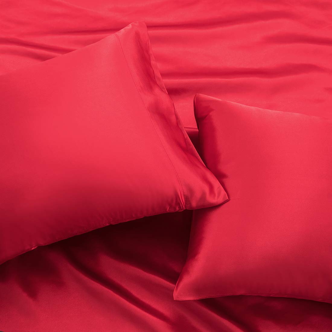 5Pcs Satin Split King Sheets Set - 100% Soft Satin with Deep Pockets (Fits Mattress Up to 18