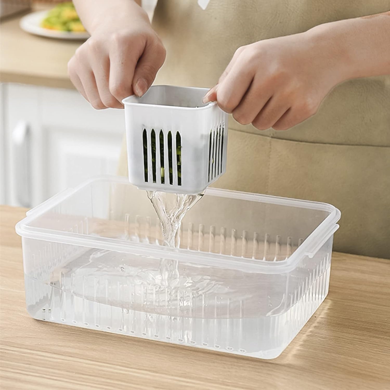 UCRAVO 6-Compartment Divided Veggie Tray - Airtight Snackle Box & Charcuterie Container for Food Storage | Refrigerator Safe Food Prep Containers | Perfect for Meal Prep, Party Platters & Fruit Organization (1 Pack)