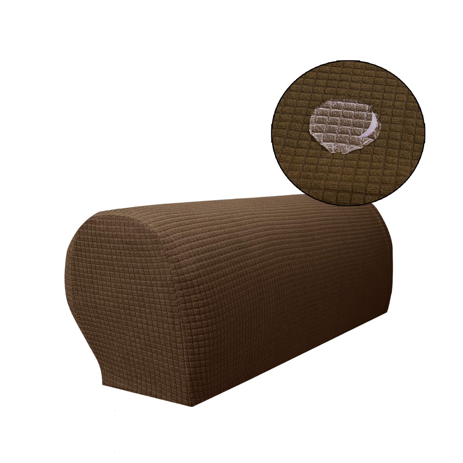 Non-Slip Waterproof Stretch Armrest Covers for Recliners & Sofas - 2 Pack Coffee Brown - Protects Furniture from Wear & Spills | Perfect for Living Room, Home Theater & Office Chairs