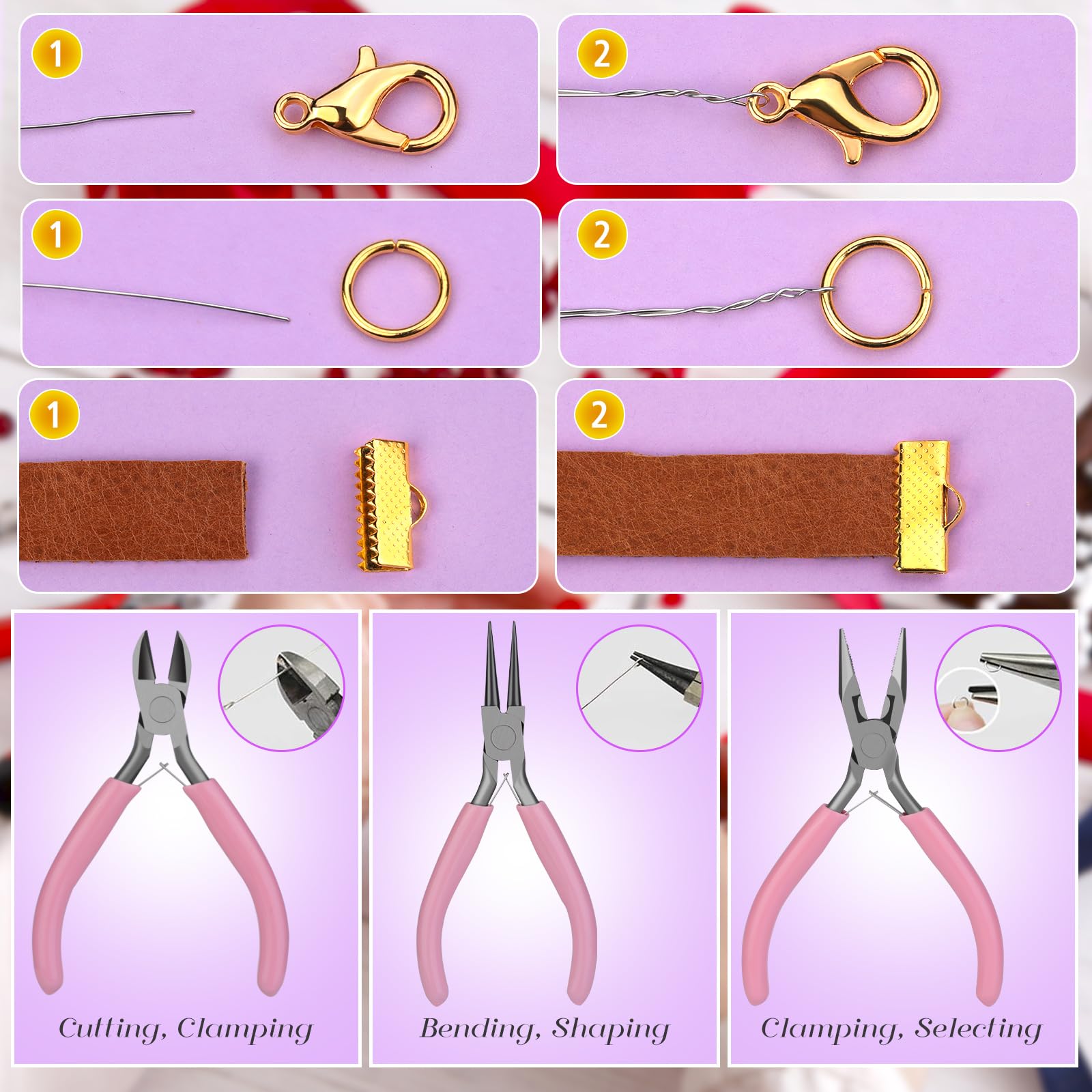 982-Piece Jewelry Making & Repair Kit with Jump Rings, Lobster Clasps, 3 Pliers & Soft Tape Measure - DIY Jewelry Tools & Supplies for Necklaces, Bracelets, Earrings & Crafting Projects