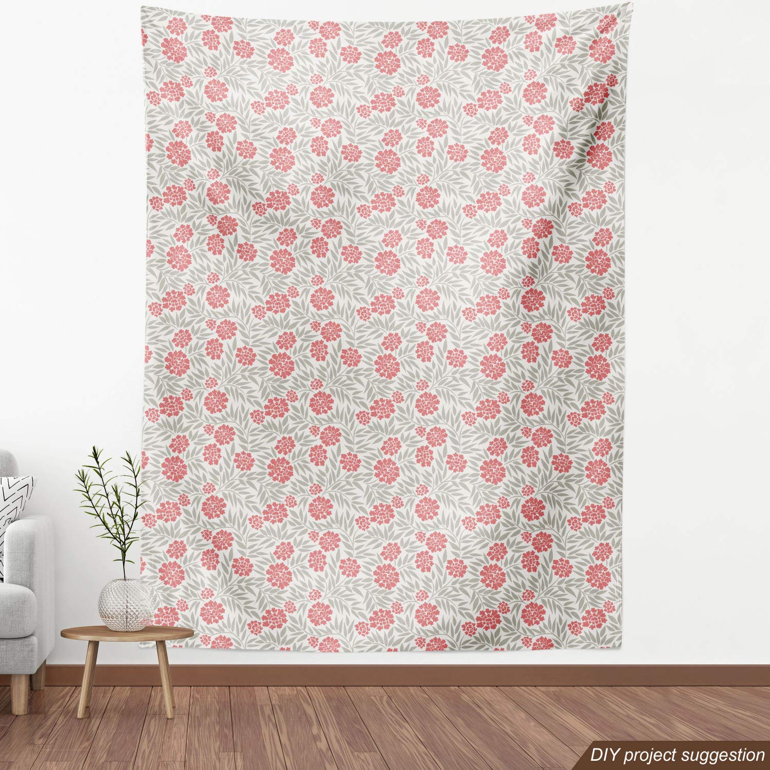 Ambesonne Dahlia Fabric by The Yard - Blooming Branches Field Floral Print with Peonies | Summer Romance Design | 10 Yards Coral Dust Coconut | Upholstery & Home Decor Fabric for Sofa, Curtains, Pillows | Perfect for Living Room, Bedroom & DIY Craft Projects