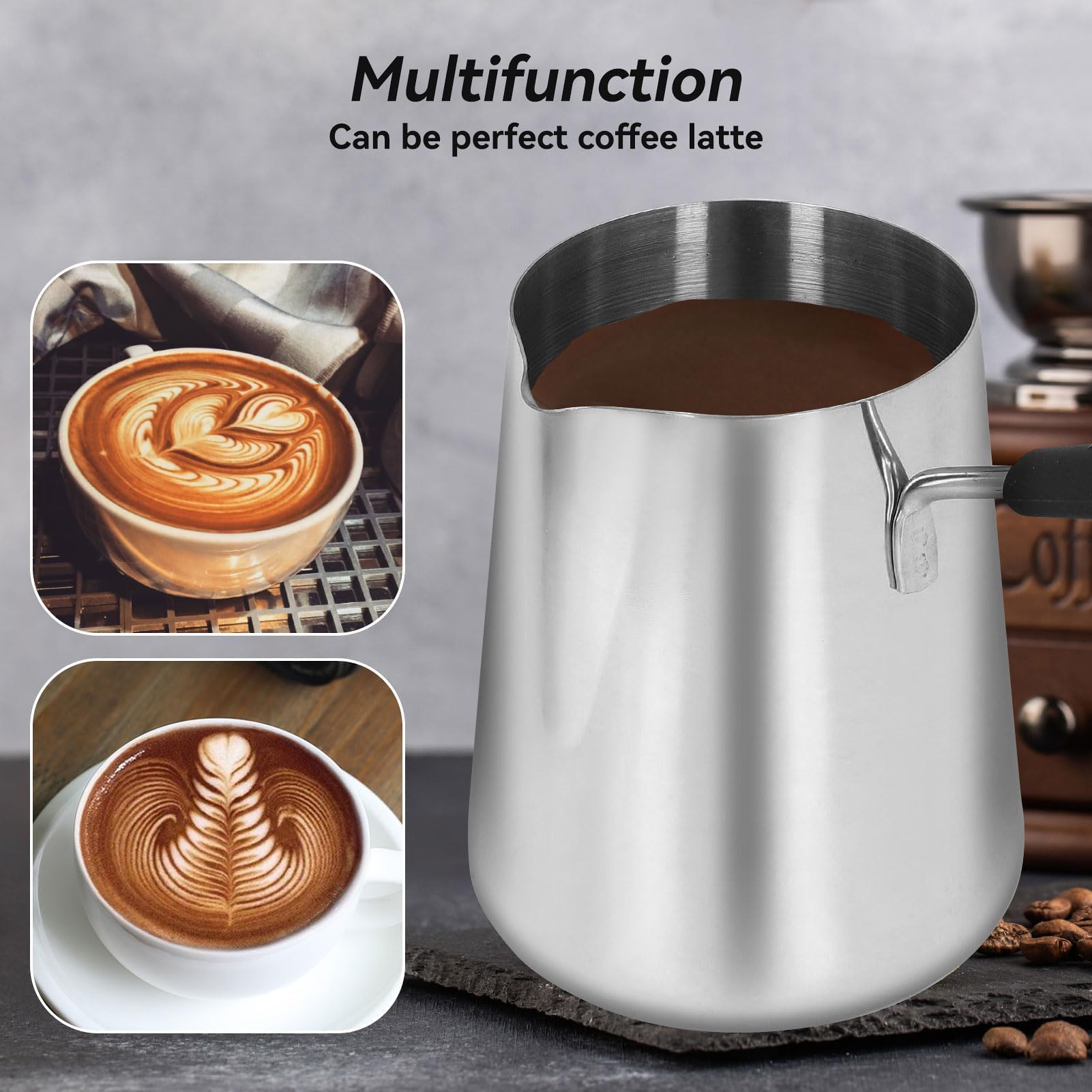 Stainless Steel Turkish Coffee Warmer Pot with Spout - 900ml Milk Butter & Chocolate Melting Jug - Perfect for Turkish Coffee, Hot Chocolate & Butter Melting at Home or Cafe