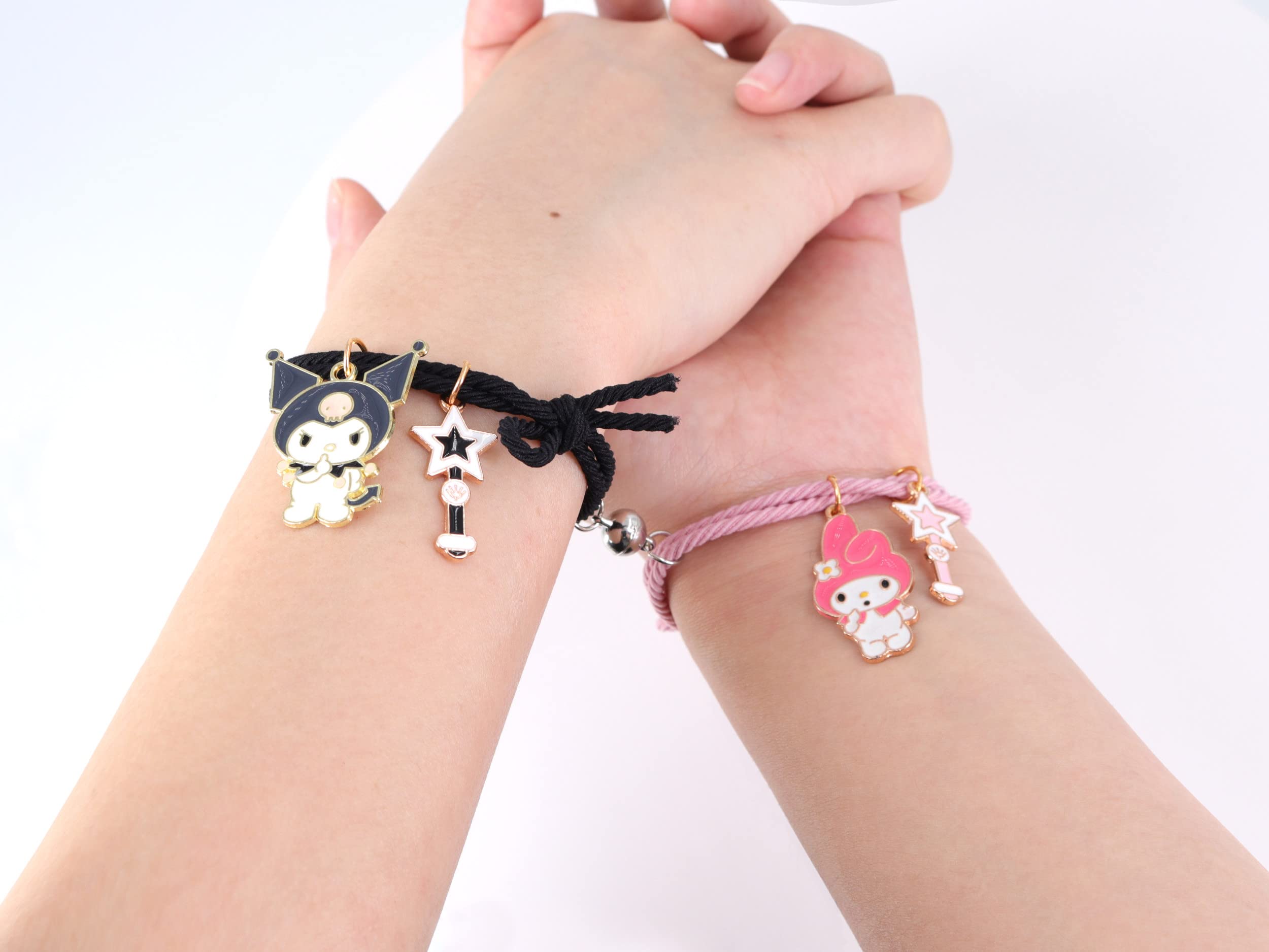 Roffatide Anime Magnetic Bracelets - Adjustable Mutual Attraction Bracelet Set with Elastic Hair Ties for Cosplay, Gift Giving & Everyday Fashion Accessories