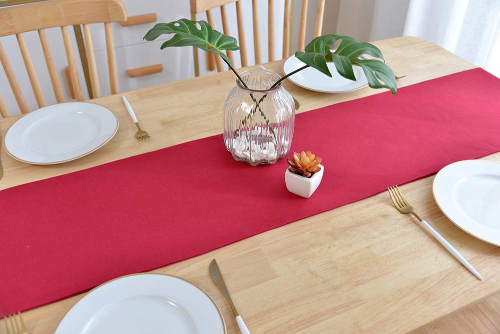 BOYOUTH Modern Style Red Table Runner with Tassels - 13x59 Inch Rectangle Table Cloth for Home, Hotel, Wedding & Party Decor - Elegant Dining Table Cover for Festive Occasions & Everyday Use