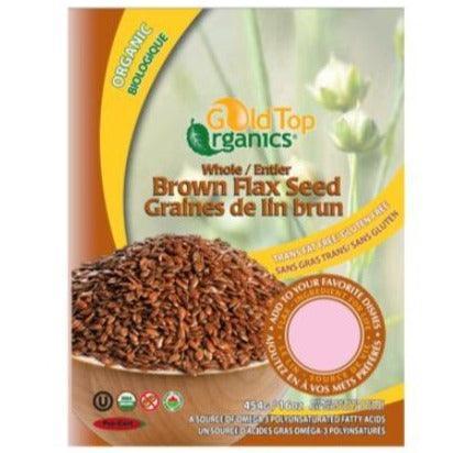 Organic Whole Brown Flax Seeds - 16oz (454g) | Gold Top Premium Quality | Rich in Omega-3 & Fiber | Perfect for Smoothies, Baking & Healthy Snacks