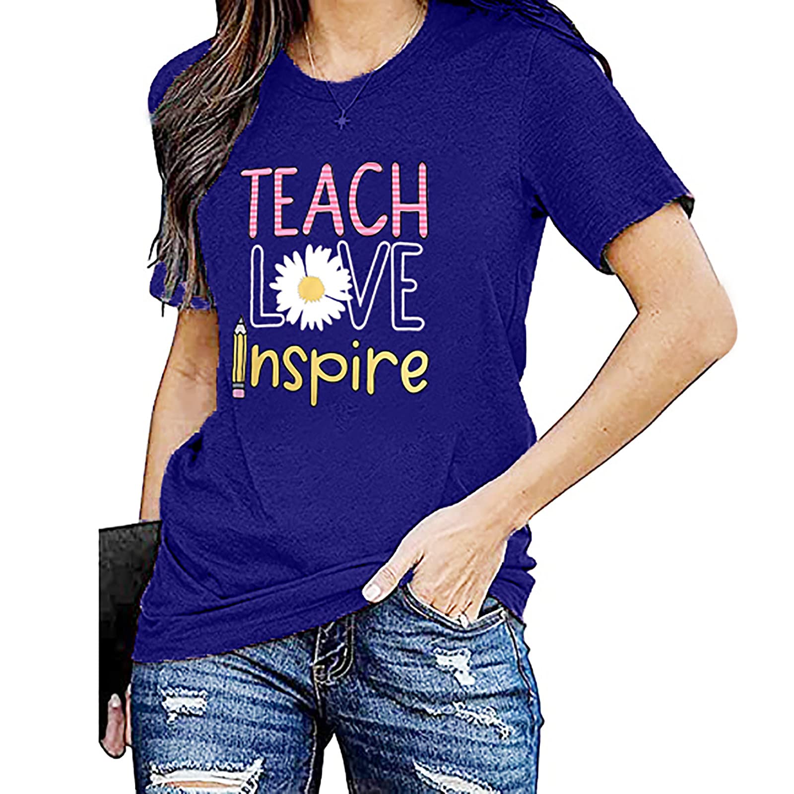 Funny Teacher Tshirts for Women - Cute Short Sleeve Graphic Tees for Teacher Appreciation & Casual Wear - Perfect for Classroom, Teacher's Day Gifts & Everyday Outfits