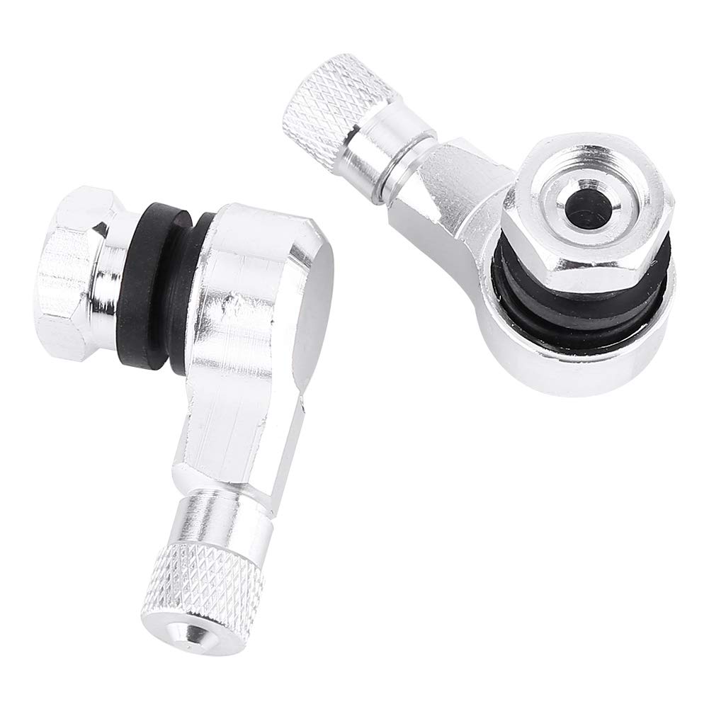 2-Pack 90 Degree Angled Tire Valve Stem Adapter - Universal Fit for Car, Motorcycle, Bike & Scooter - Durable Aluminum Alloy (Silver) - Perfect for Road Racing & Off-Road Adventures