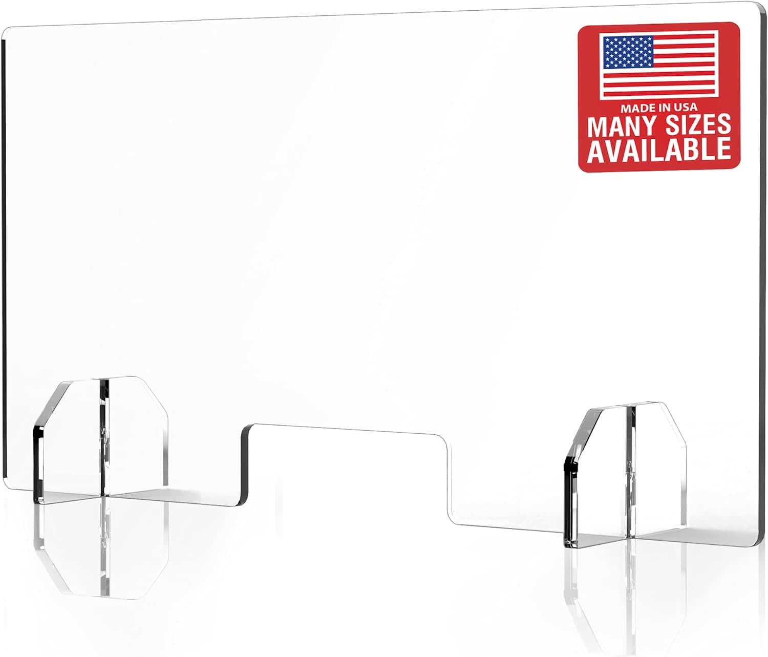 Clear Acrylic Sneeze Guard - 36x24 Inch Countertop Desk Protective Partition for Coughing & Sneezing - Plexiglass Shield Barrier Against Droplets - No Cutout Design | Ideal for Offices, Restaurants & Retail Stores