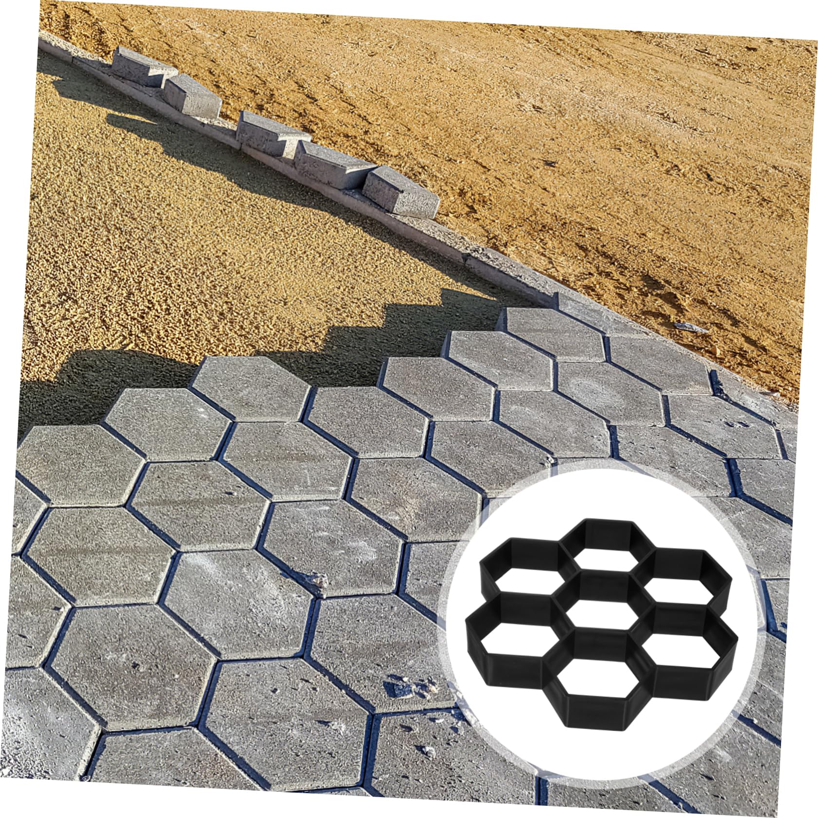 Hexagonal Concrete Brick Mold - DIY Cement Floor Tile Molds for Garden, Driveway & Walkway | Durable Walk Maker for Outdoor Patio, Pathway & Landscaping Projects