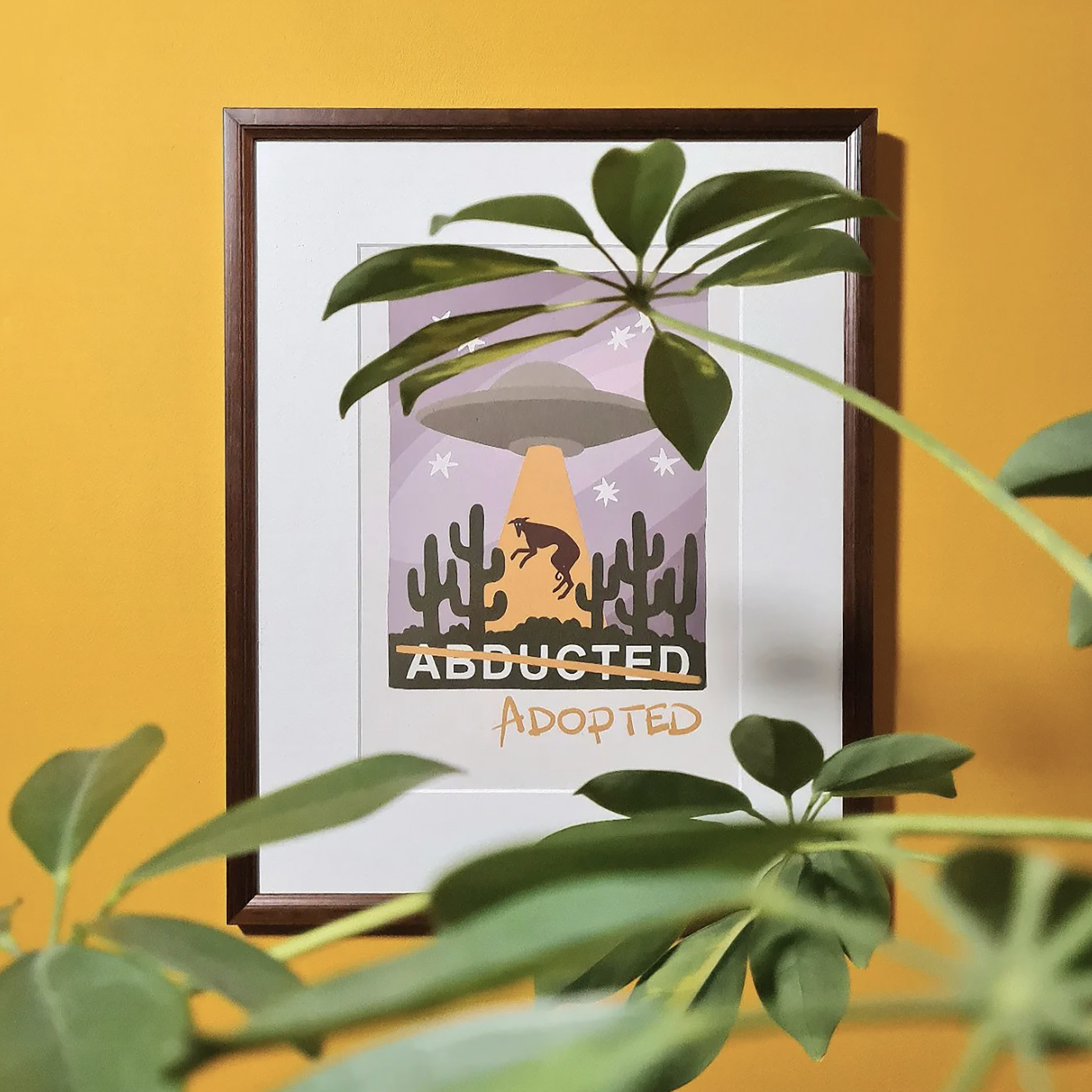 Green Hound Abducted Adopted Print - Funny Dog Lover T-Shirt for Men & Women | Perfect Gift for Pet Owners & Animal Rescue Supporters | Casual Wear, Gifts & Fundraising Events