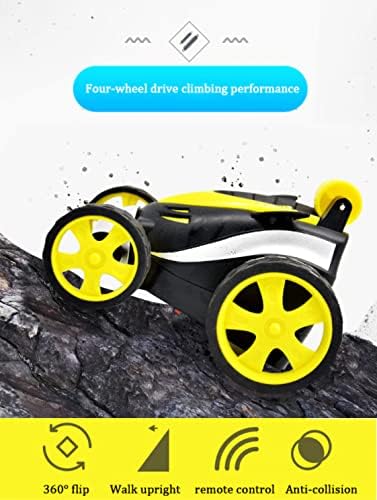 JASOBI 360° Rolling Mini Stunt RC Car for Kids - Rechargeable USB Toy Car with Forward/Backward & Left/Right Turns - Yellow Remote Control Vehicle for Indoor & Outdoor Play