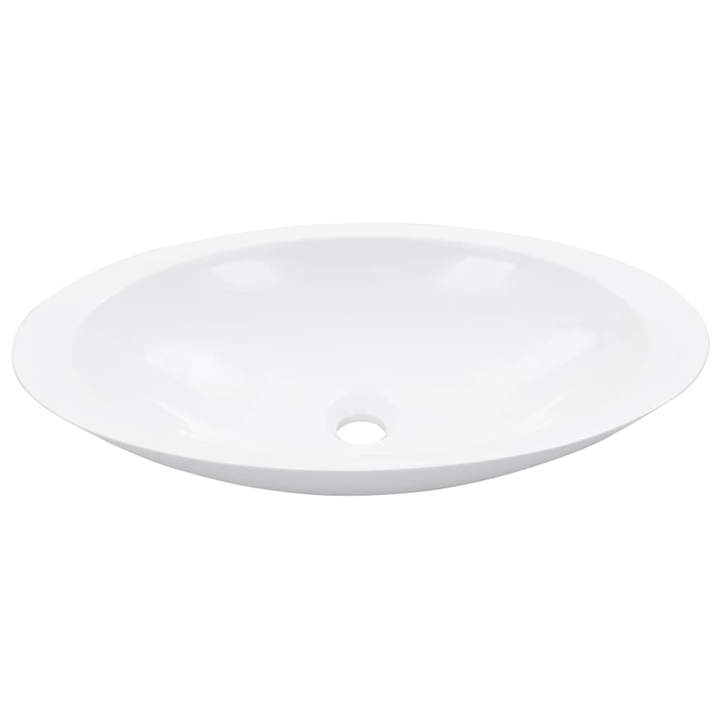 vidaXL Chic White Mineral Cast Wash Basin - Above Counter Installation, Marble Cast, 1.8