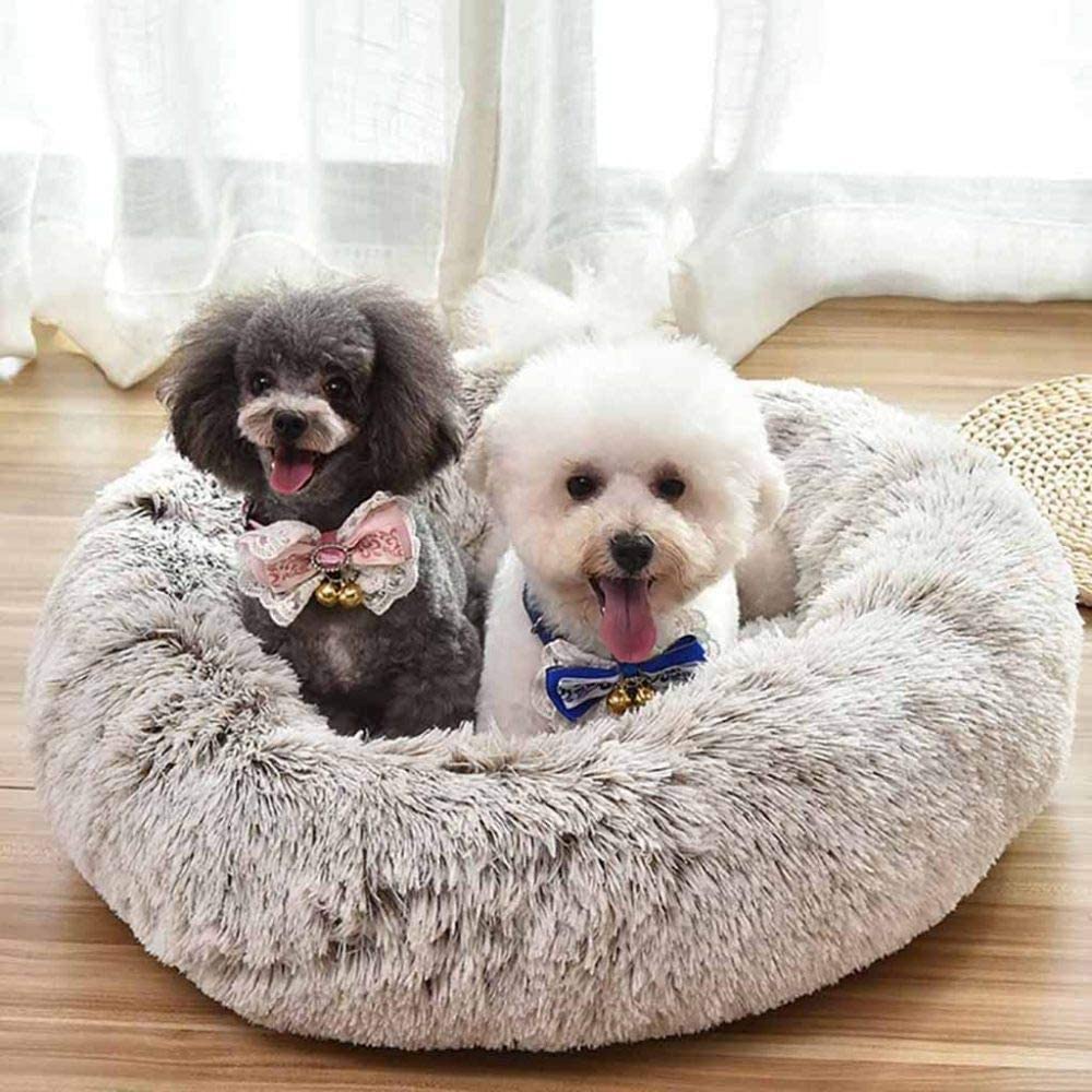 Premium Round Pet Bed for Dogs & Cats - Warm Winter Sleeping Bag with Plush Fluffy Cushion - Calming Marshmallow Design for Anxiety Relief - Perfect for Indoor Cozy Napping & Cold Weather Comfort