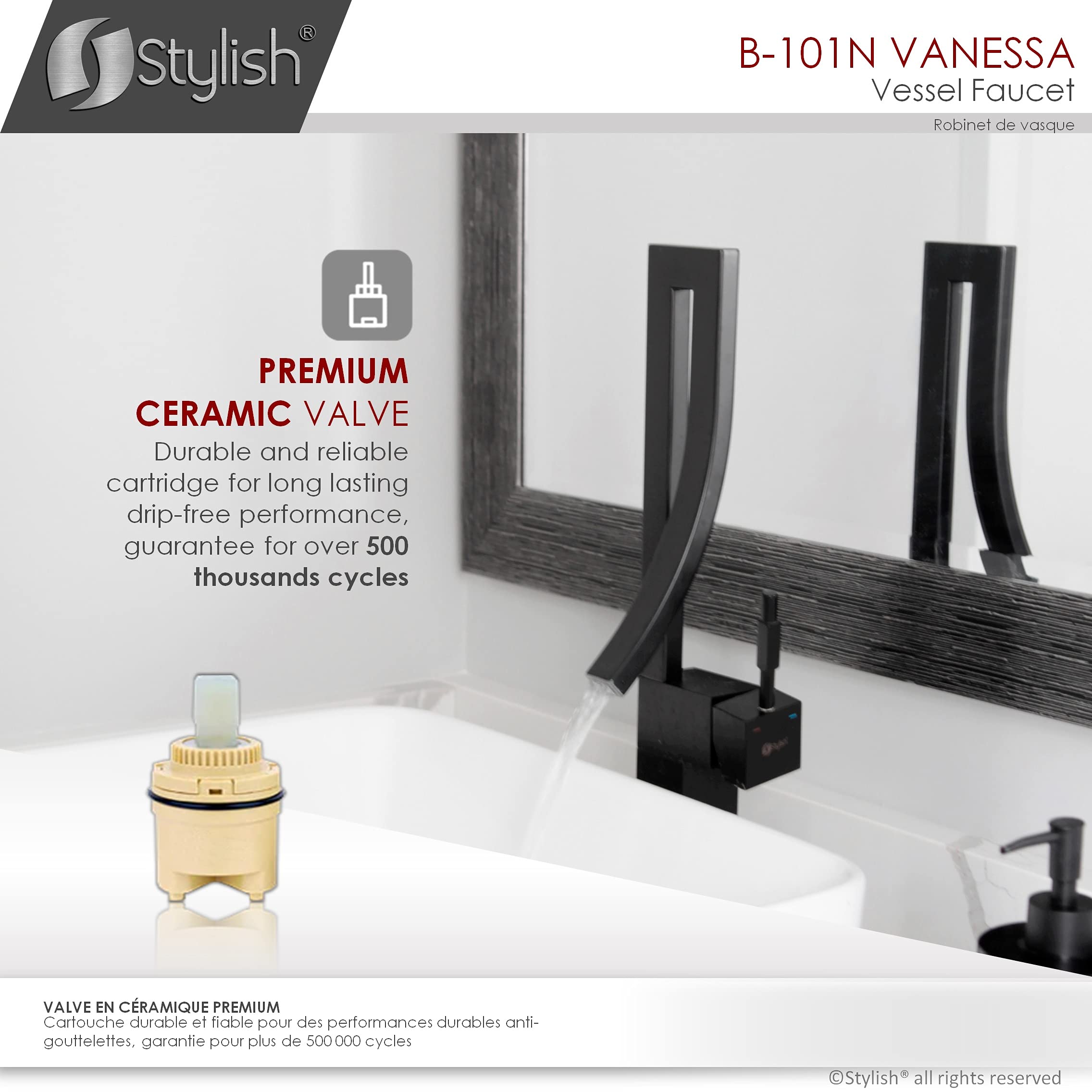 Stylish Matte Black Single Handle Bathroom Faucet - Brass Vessel Sink Mixer Tap for Single Hole Installation | Perfect for Modern Bathrooms, Powder Rooms & Vanities