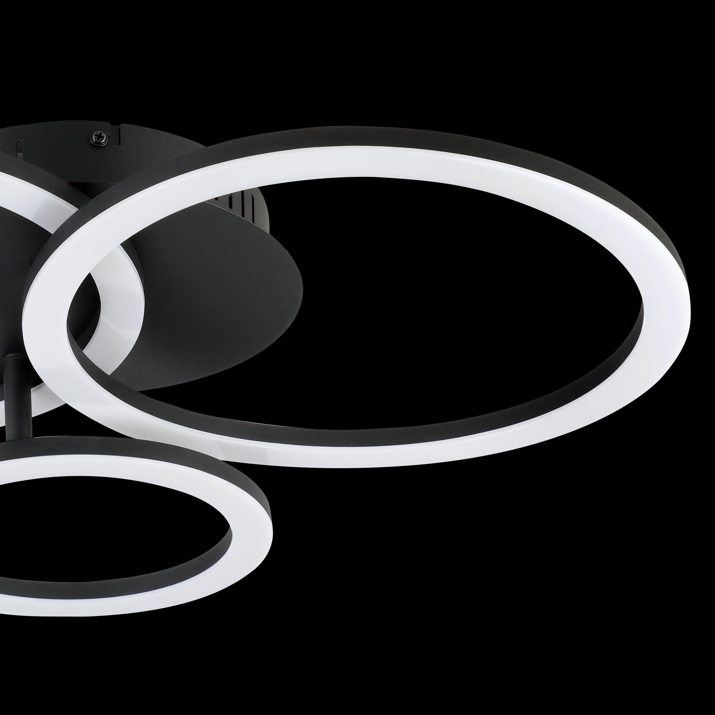 Eglo Connect Parrapos Z Smart LED Ceiling Light - 3 Circle Design in Black & White | Modern Home & Office Lighting for Living Room, Bedroom, or Workspace