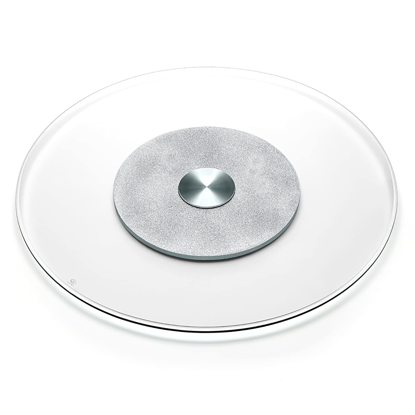 27 Inch Silver Rotating Lazy Susan Turntable - Round Decorative Serving Tray for Kitchen, Dining Table, Patio & Garden - Perfect for Spice Organization, Party Serving & Table Decor (70cm)