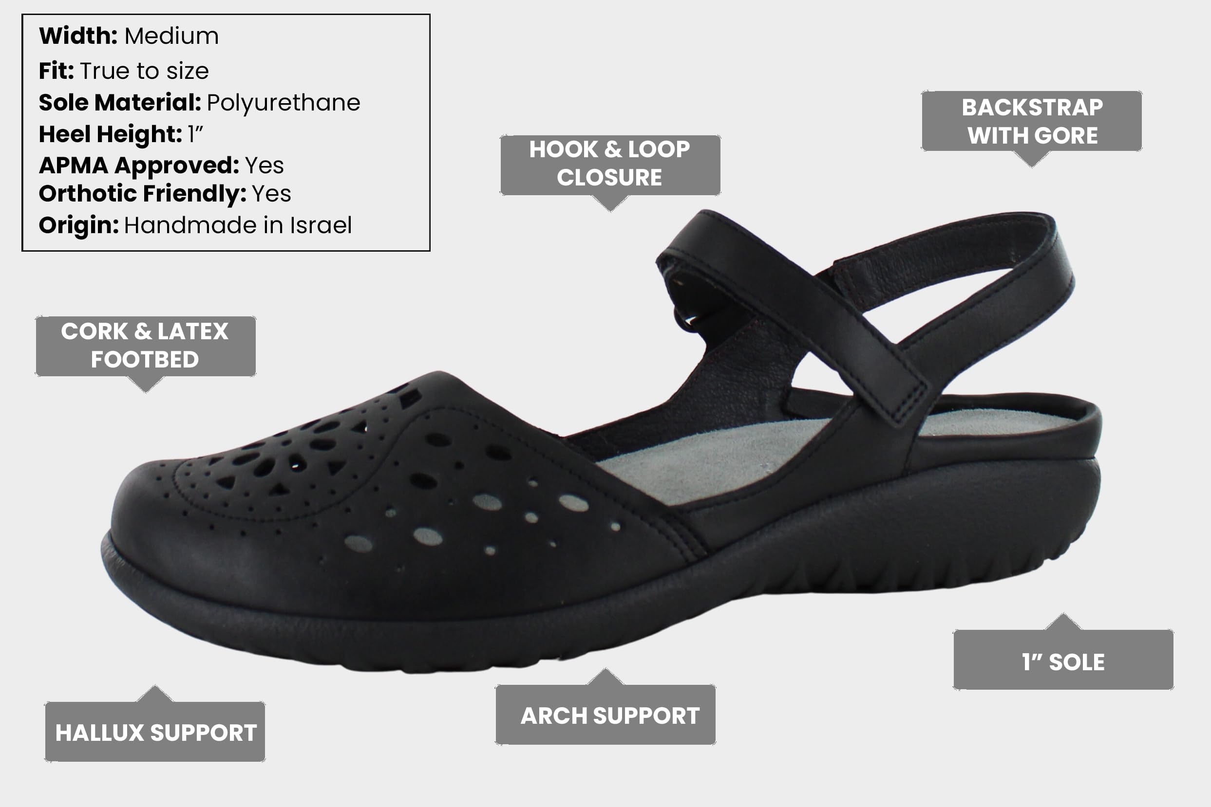 NAOT Women's Arataki Closed Toe Slingback Sandals with Cork Footbed - Arch Support & Slip Resistant - Lightweight Travel Shoes for Women - Removable Footbed - Perfect for Walking, Work & Vacation