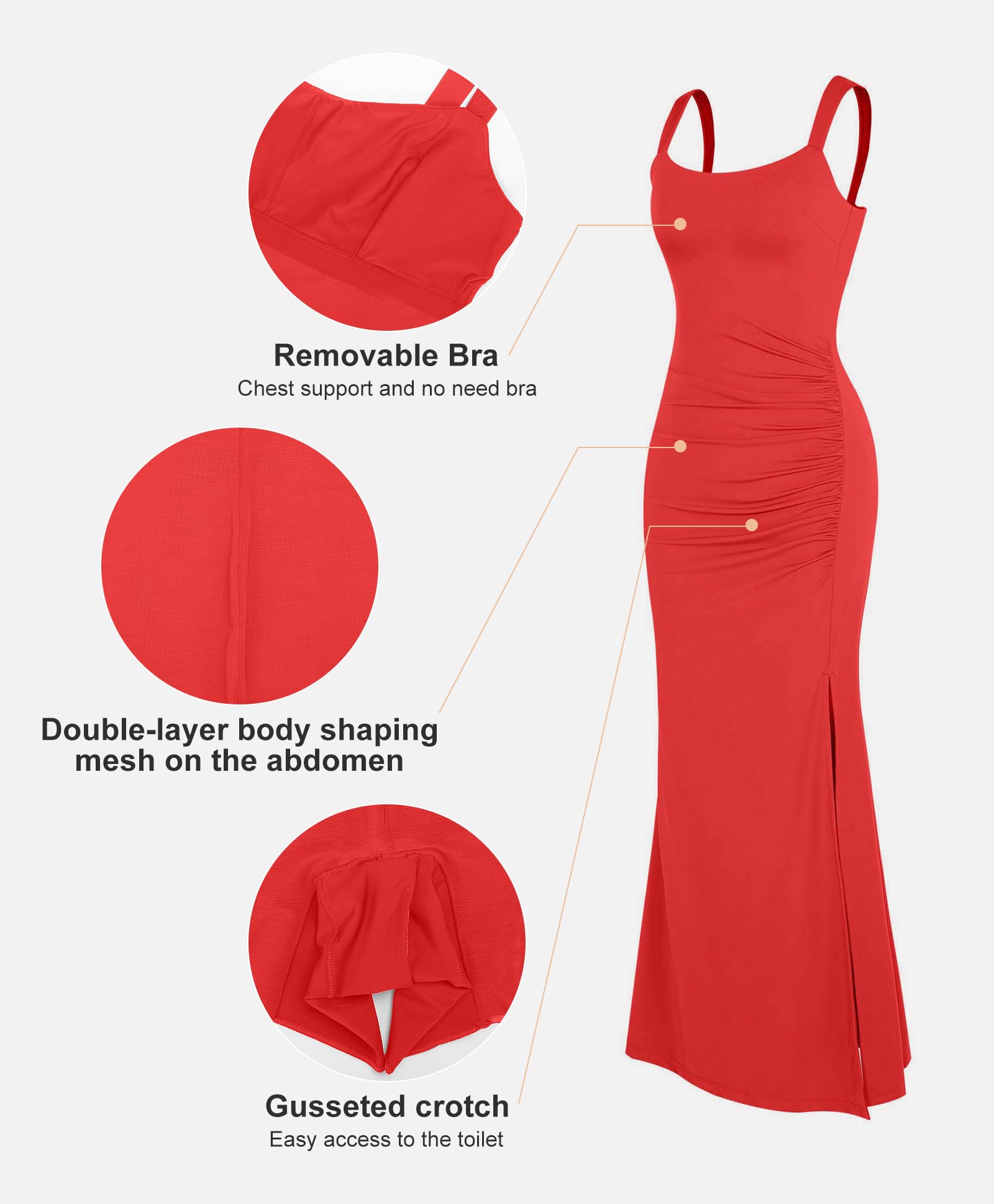 Popilush Shapewear Dress - Bodycon Maxi Dress with Built-in Shapewear for Women | 2024 Trending Slimming Dresses | Perfect for Parties, Weddings & Evening Events