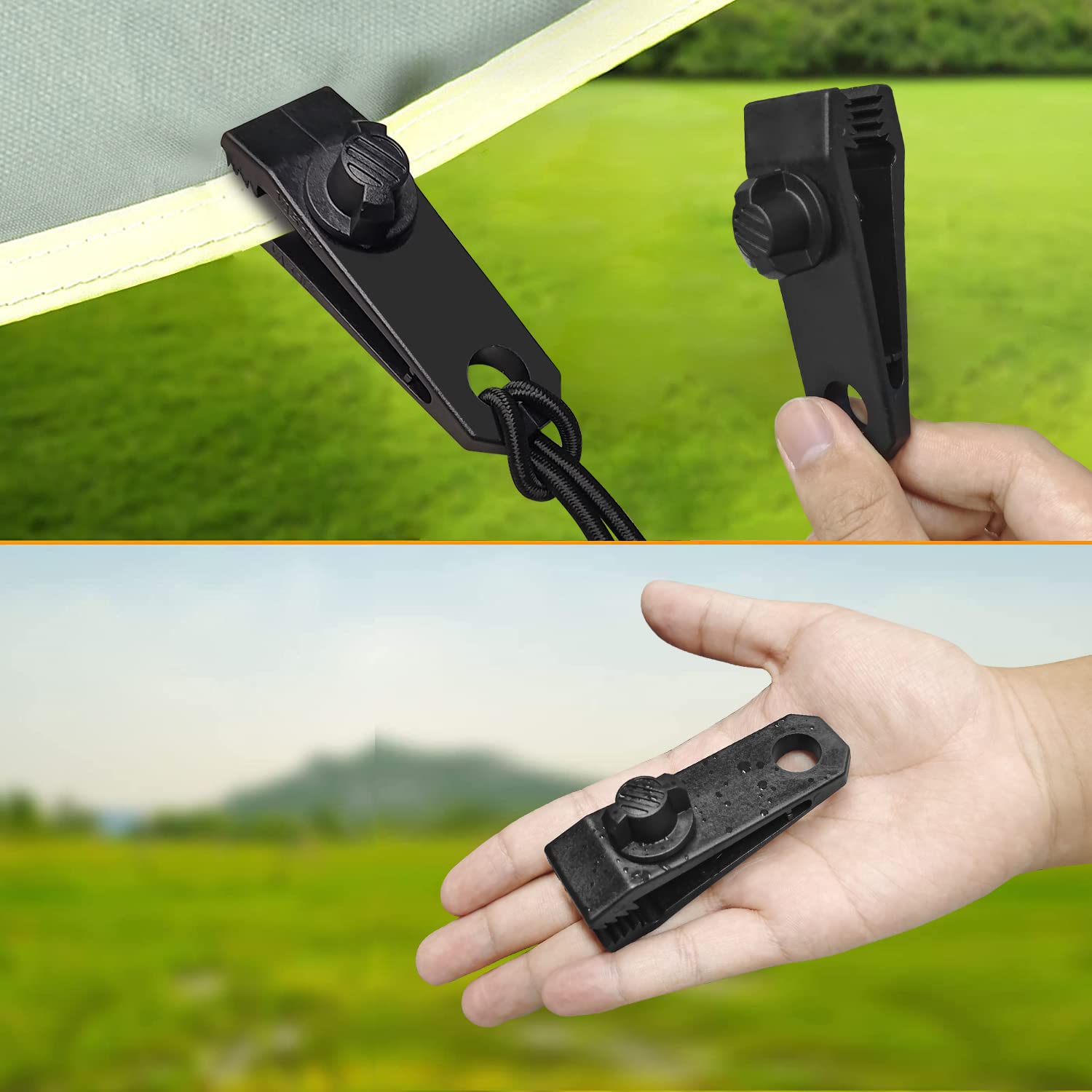 40PCS Heavy Duty Tarp Clips with Locking Thumb Screw - Secure Tent, Canopy & Awning - Durable Tarp Clamps for Outdoor Camping, RV & Boat Covers - Waterproof Ground Tie Downs for Windproof Protection