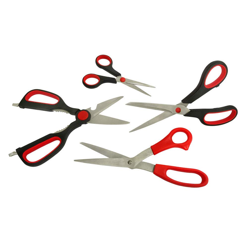 Premium Stainless Steel Heat-Treated Scissors Set - 4-Piece Multi-Purpose Kitchen & Craft Shears for Cutting Fabric, Paper, Herbs & More - Ideal for Home, Office & DIY Projects