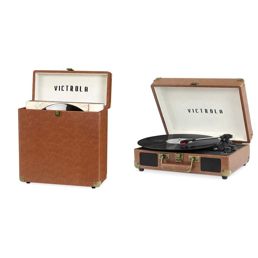 Victrola Vintage Bluetooth Suitcase Record Player - 3-Speed Turntable with Built-in Speakers & Vinyl Storage Case - Perfect for Home, Travel and Retro Music Lovers