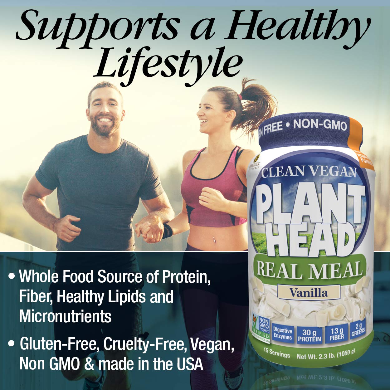 Organic Vegan Plant-Based Protein Powder - Vanilla Flavor, Low Carb, Dairy-Free, Gluten-Free, Lactose-Free, No Sugar Added, 2.3lb | Perfect for Smoothies, Baking & Post-Workout Recovery