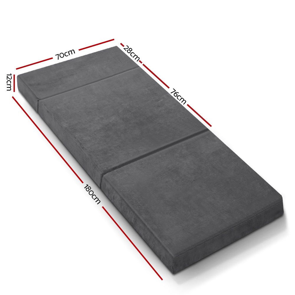 Portable Folding Foam Mattress - Lightweight & Compact Travel Bed for Camping, Guest Room, or Outdoor Adventures - Grey