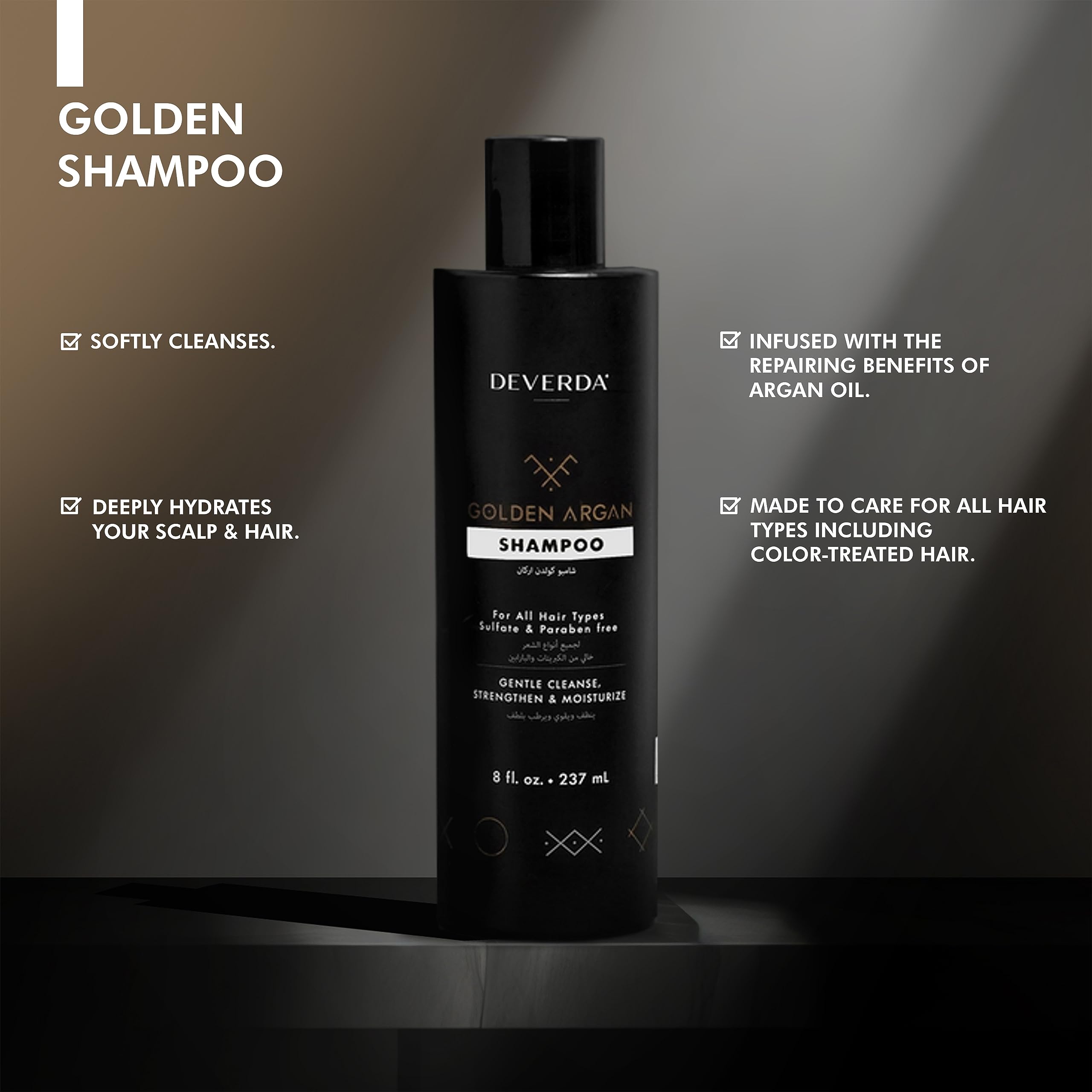 Pure Moroccan Golden Argan Oil Shampoo for Hair Repair & Shine - Hydrating & Nourishing for Dry, Damaged Hair - Salon Quality at Home