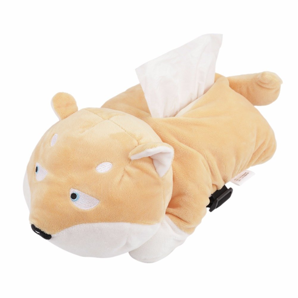 Whyme Cartoon Akita Dog Tissue Box Cover - Soft Plush Car & Home Tissue Holder with Armrest Design - Cute Bathroom & Bedroom Decor Accessory for Kids & Adults (Perfect for Cars, Living Rooms, and Nursery Decor)